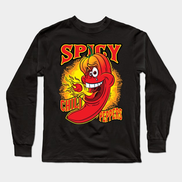 Spicy Flaming Red Hot Chili Pepper Long Sleeve T-Shirt by eShirtLabs